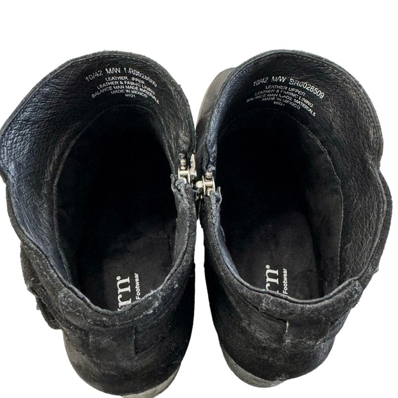 Born Morocco Black Distressed Suede Block Heel Ankle Booties Size 10 - Picture 10 of 16